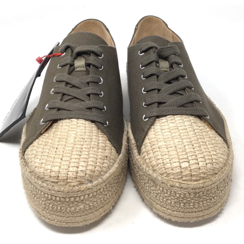 Schutz Women's Size 9B Green Canvas Platform Espadrille Trainers Sneakers Shoes - Picture 4 of 7
